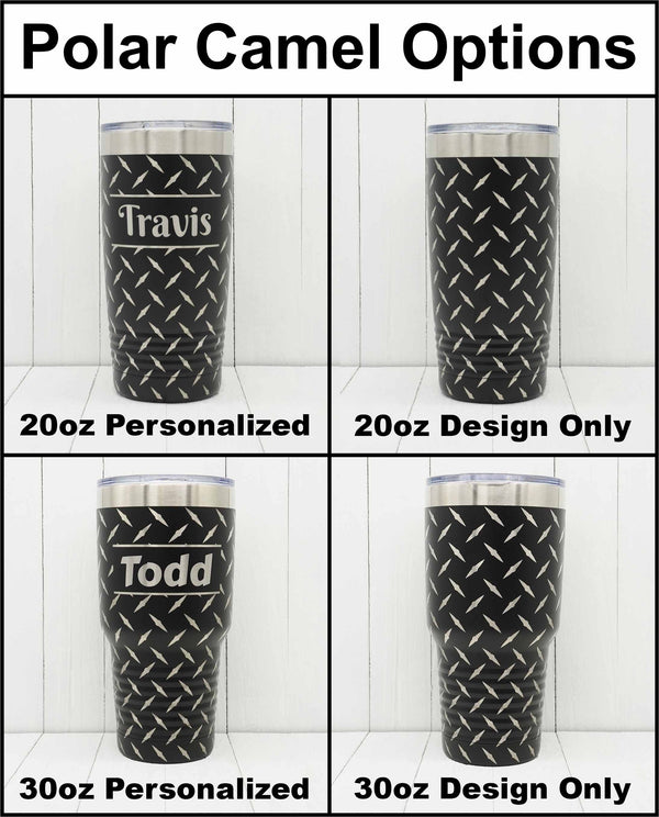 Laser Engraved YETI® or Polar Camel Water Bottle with Toolbox Diamond  Wrap-Around Design