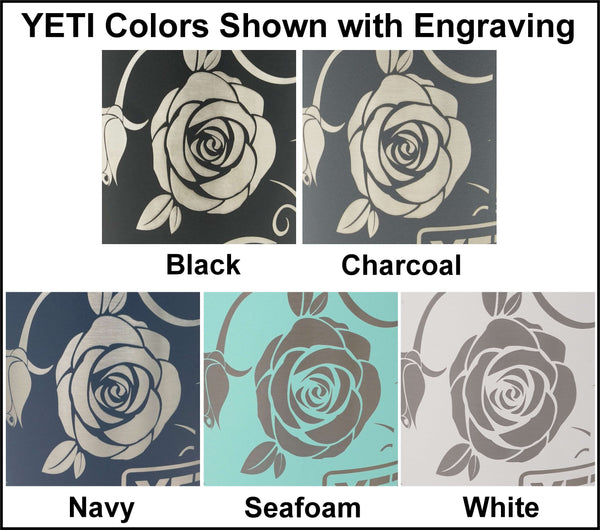 Laser Engraved YETI® or Polar Camel Tumbler with Flowering Vine Wrap-Around  Design