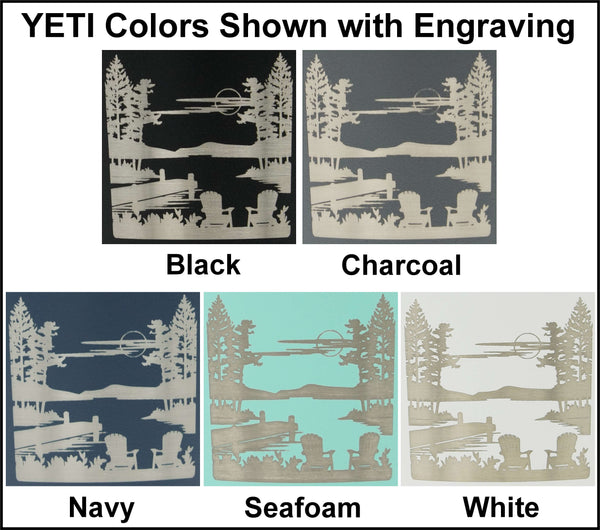 Laser Engraved YETI® or Polar Camel Tumbler - Angler Fishing Scene