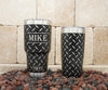 Yeti and Polar Camel tumblers laser engraved with Toolbox Diamond Wrap-Around Pattern shown with design only and with a name added. Personalization Optional.