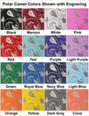 Laser engraved flowering vine pattern shown in each Polar Camel tumbler color.