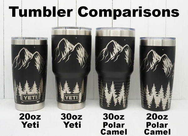 Laser Engraved YETI® or Polar Camel Tumbler - Mountain Scene with Star