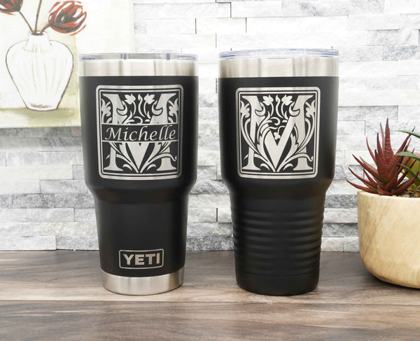 Laser Engraved YETI® or Polar Camel Tumbler Personalized with Monogram Initials