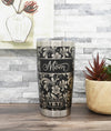 Gift for Mom - 20oz black Yeti tumbler laser engraved all the way around the tumbler with a hibiscus flower pattern for a 360 degree full wrap around design.