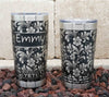 Yeti and Polar Camel tumblers laser engraved all the way around the tumbler with a hibiscus flower pattern for a 360 degree full wrap around design. Personalization optional.