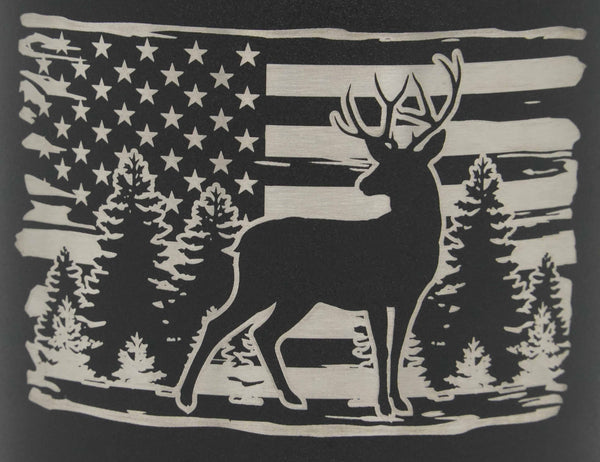 WOOD GRAIN AND DEER FLAG TUMBLER – A Bushel and A Peck Designs